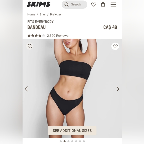 ❌️SOLD❌️ SKIMS - Bandeau Bra Black - Picture 6 of 7